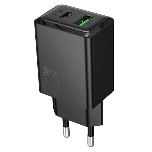 Nettlader HOCO N71, 30W, 3A, 1 x USB-A - 1 x USB-C, Svart