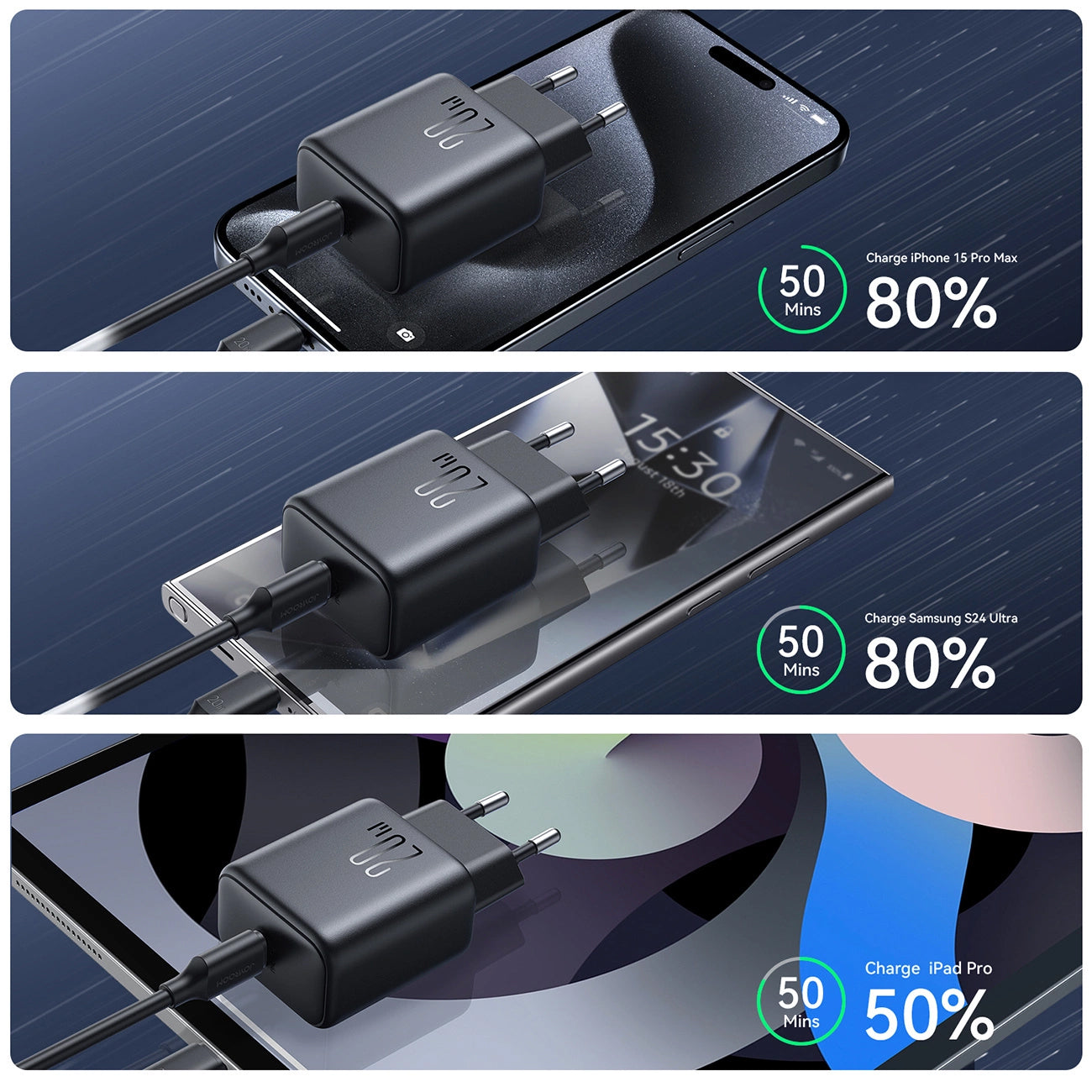 Nettlader Joyroom JR-TCF20, 20W, 3A, 1 x USB-C, Svart