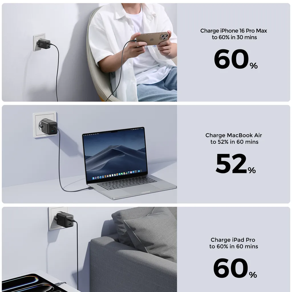 Joyroom JR-TCG17 nettverkslader, 45W, 3A, 2 x USB-C, Svart
