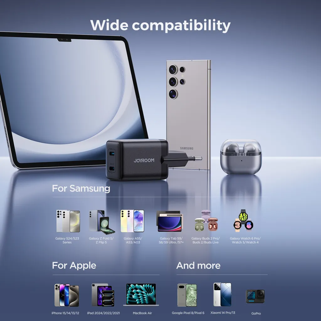 Joyroom JR-TCG17 nettverkslader, 45W, 3A, 2 x USB-C, Svart