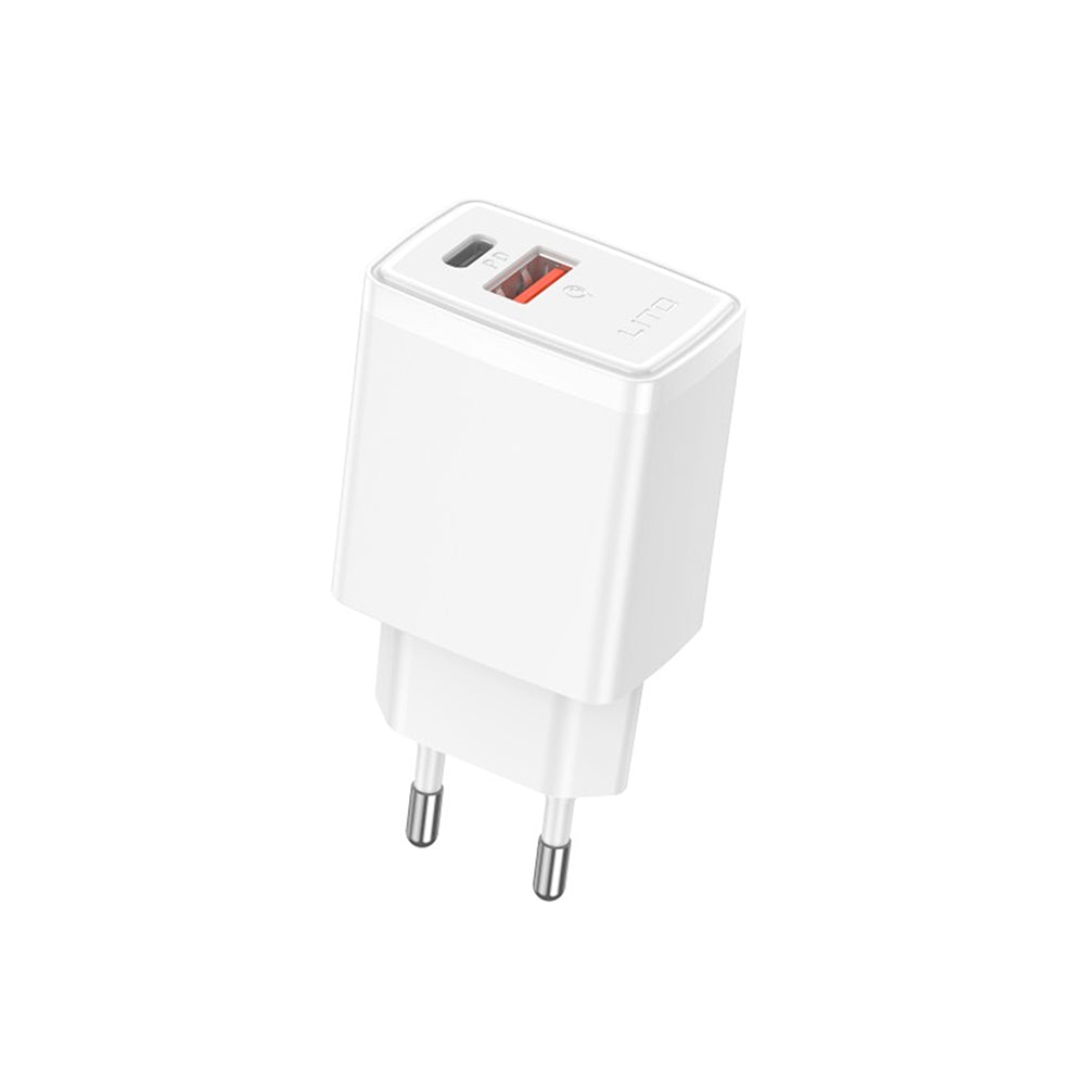 Lito LC09 Nettlader, 20W, 3A, 1 x USB-A - 1 x USB-C, Hvit