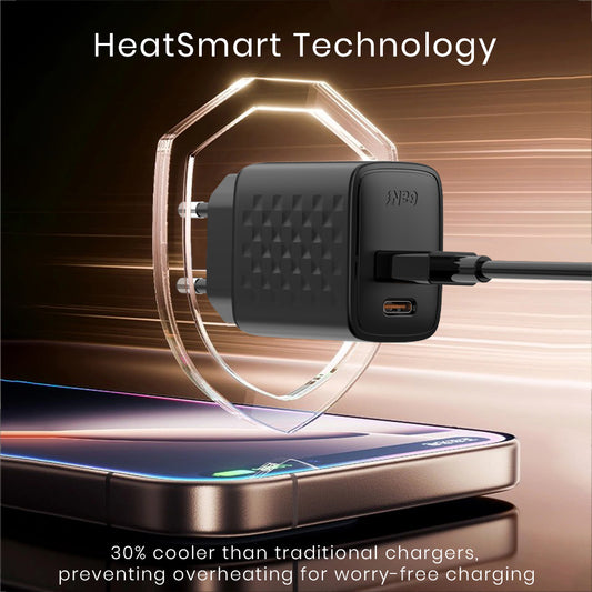 Lito LC15 nettverkslader, 20W, 3A, 1 x USB-A - 1 x USB-C, Svart