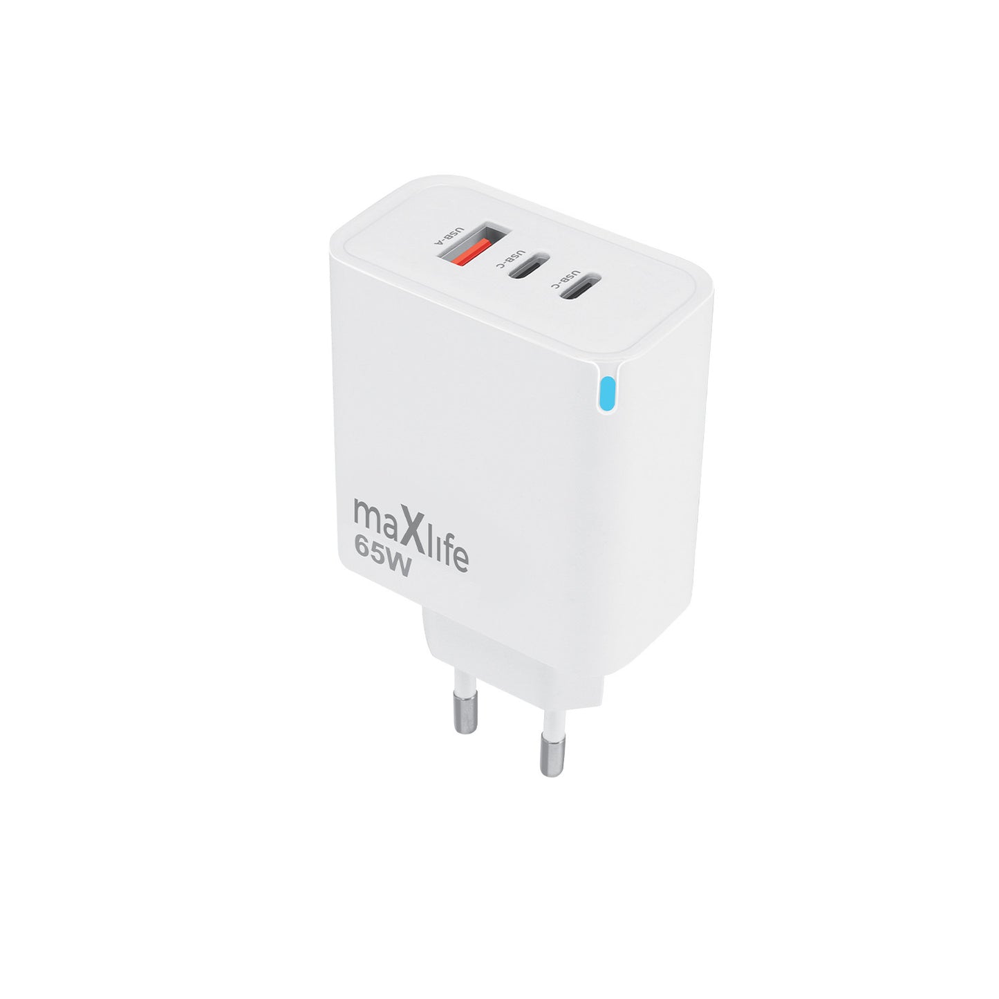 MaXlife MXTC-09-65ACC Nettlader, 65W, 3.25A, 1 x USB-A - 2 x USB-C, Hvit