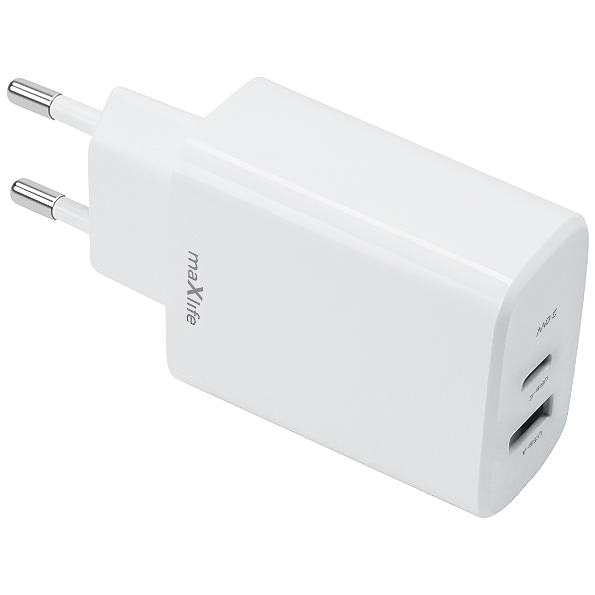 MaXlife nettverkslader MXTC-10-20AC, 20 W, 3 A, 1 x USB-A - 1 x USB-C, hvit