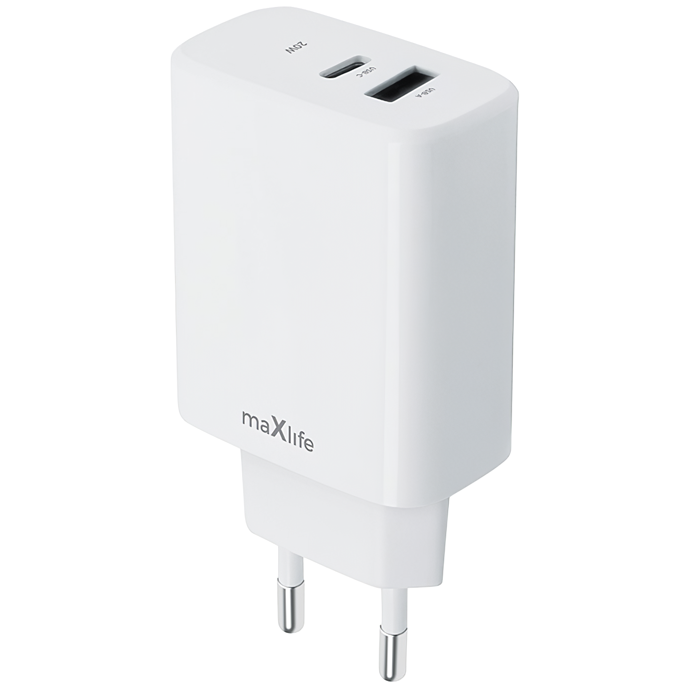 MaXlife nettverkslader MXTC-10-20AC, 20 W, 3 A, 1 x USB-A - 1 x USB-C, hvit