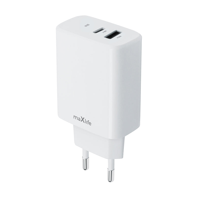 MaXlife MXTC-10-30AC nettverkslader, 30 W, 3 A, 1 x USB-A - 1 x USB-C, hvit