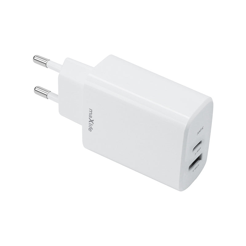 MaXlife MXTC-10-30AC nettverkslader, 30 W, 3 A, 1 x USB-A - 1 x USB-C, hvit