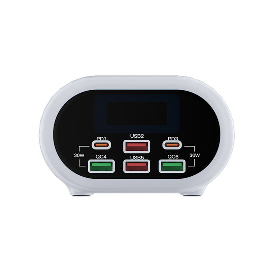 Ladestasjon Relife RL-309U, 72W, 5A, 2 x USB-C - 4 x USB-A, Sølv