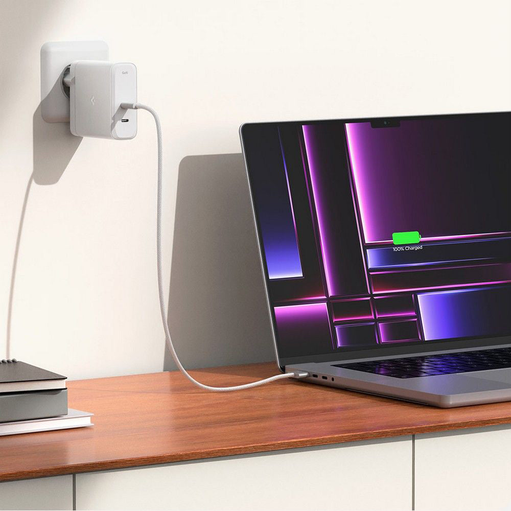 Spigen Arcstation Pro nettverkslader, 140W, 3.25A, 2 x USB-C, Hvit
