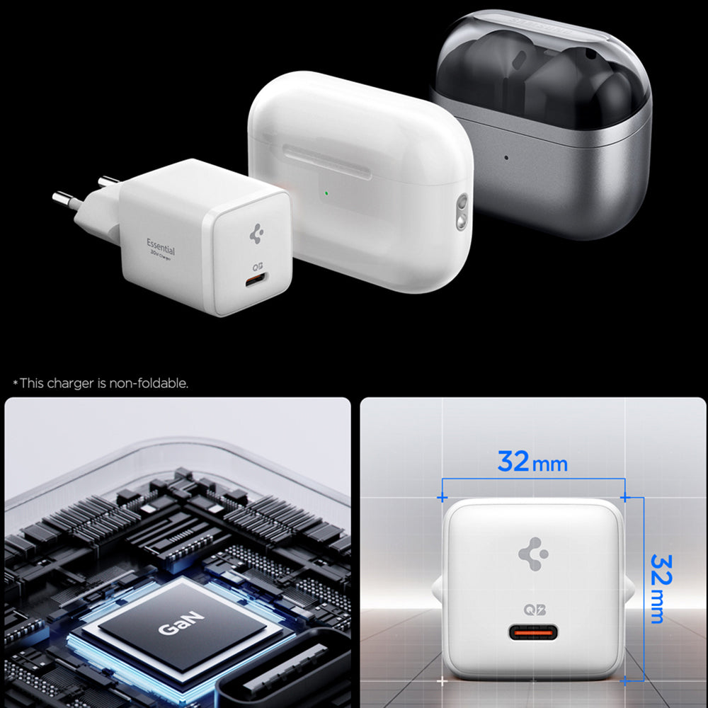 Spigen EE301EU Essential Nettlader, 30W, 3A, 1 x USB-C, Hvit ACH09492