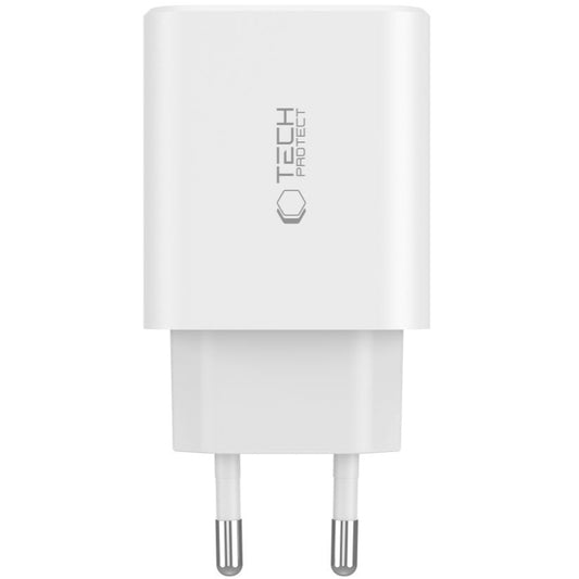 Nettverkslader Tech-Protect NC30W, 30W, 3A, 1 x USB-A - 2 x USB-C, hvit