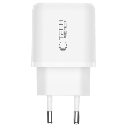 Nettlader Tech-Protect NCA45W, 45W, 3A, 1 x USB-A - 1 x USB-C, Hvit