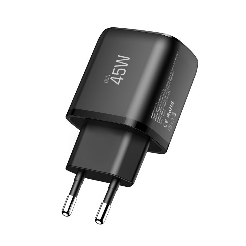 Nettlader Tech-Protect NCA45W, 45W, 3A, 1 x USB-A - 1 x USB-C, Svart