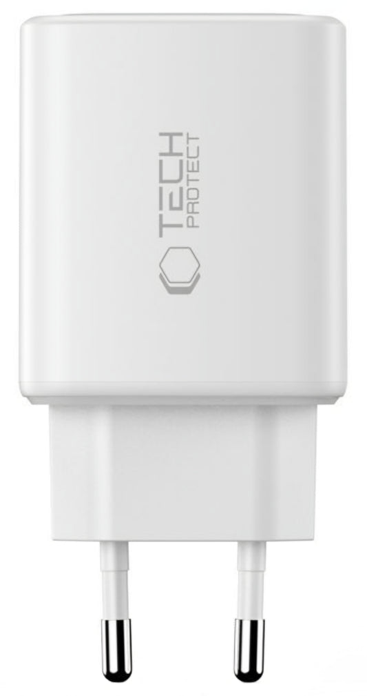 Nettlader Tech-Protect NCA65W, 65W, 3A, 1 x USB-A - 2 x USB-C, Hvit