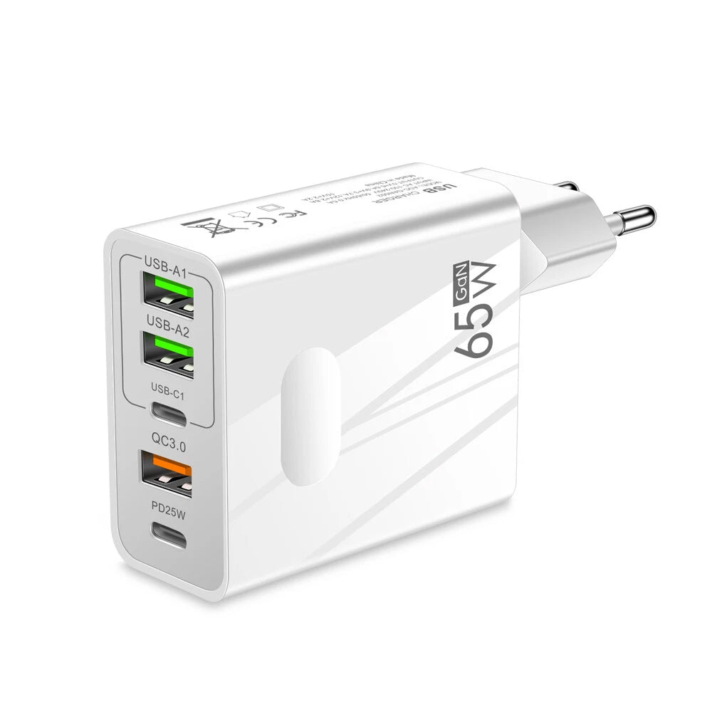 Nettlader Techsuit CHC1 PentaXPower, 25W, 3A, 3 x USB-A - 2 x USB-C, Hvit