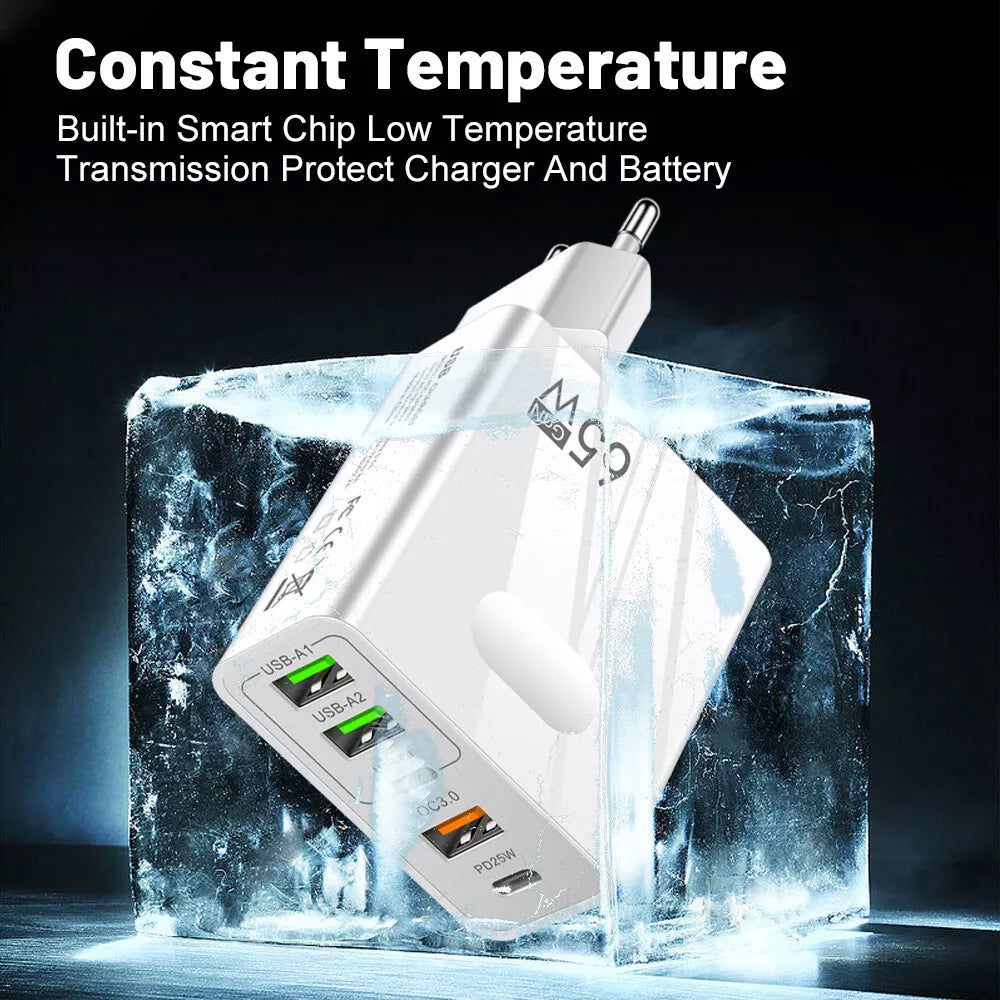 Nettlader Techsuit CHC1 PentaXPower, 25W, 3A, 3 x USB-A - 2 x USB-C, Hvit