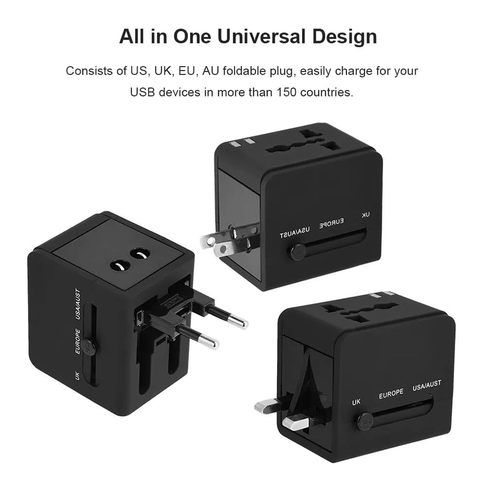 Nettlader Techsuit HHt148 Travel, 10W, 2A, 2 x USB-A, Svart
