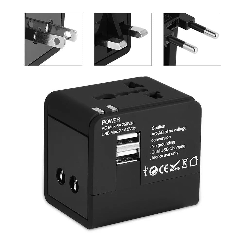 Nettlader Techsuit HHt148 Travel, 10W, 2A, 2 x USB-A, Svart