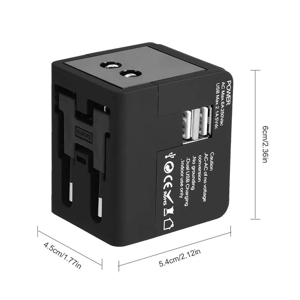 Nettlader Techsuit HHt148 Travel, 10W, 2A, 2 x USB-A, Svart