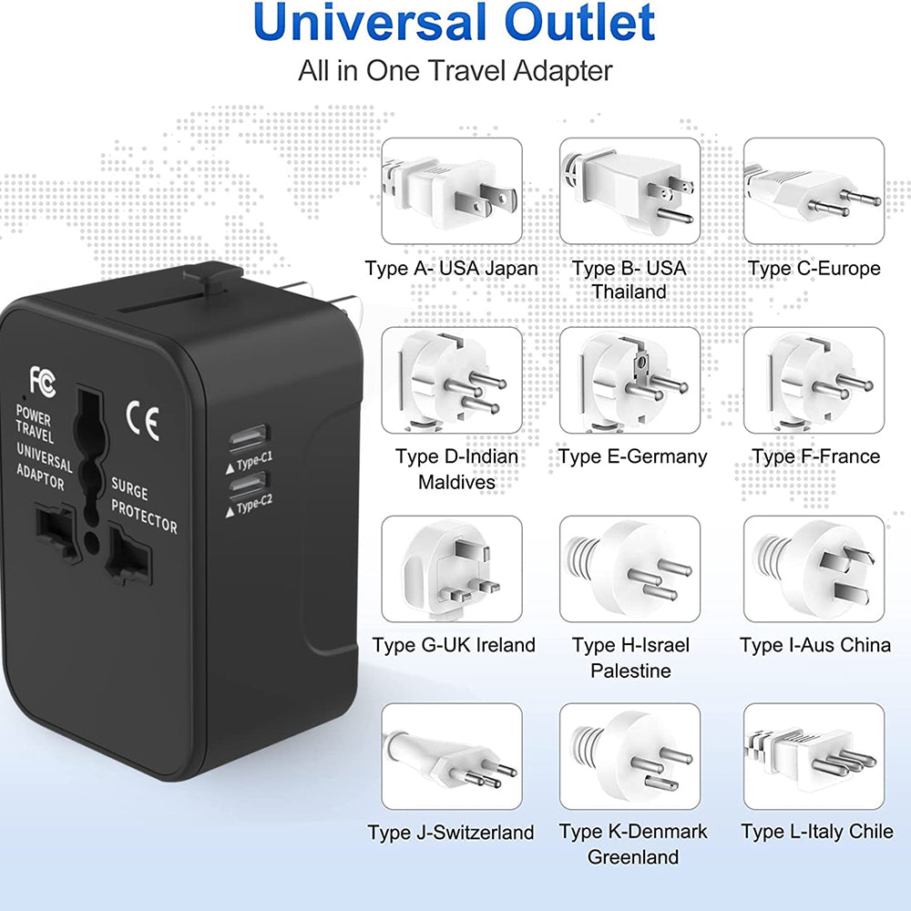 Nettlader Techsuit HHT202-2C Travel, 15W, 3A, 2 x USB-C, Hvit