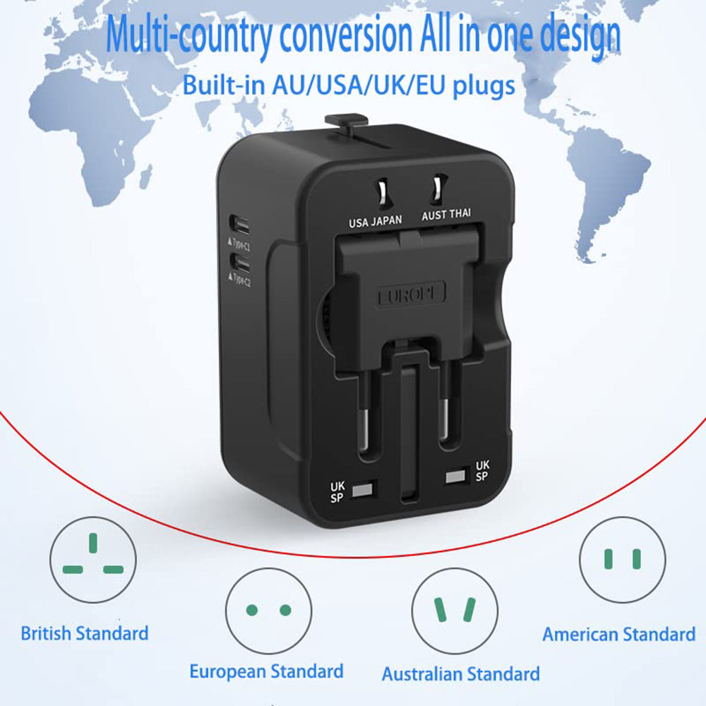 Nettlader Techsuit HHT202-2C Travel, 15W, 3A, 2 x USB-C, Svart