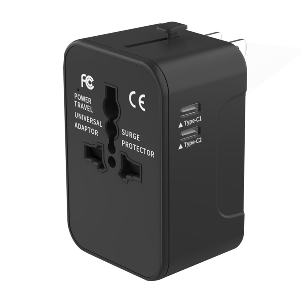 Nettlader Techsuit HHT202-2C Travel, 15W, 3A, 2 x USB-C, Svart