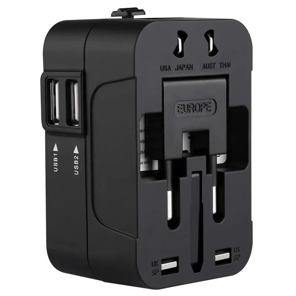 Nettlader Techsuit HHT202 Travel, 10W, 2A, 2 x USB-A, Svart