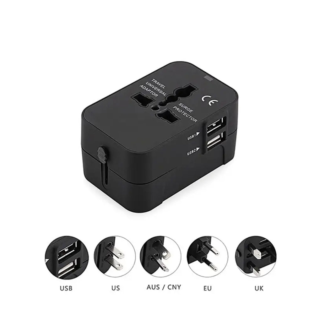 Nettlader Techsuit HHT202 Travel, 10W, 2A, 2 x USB-A, Svart