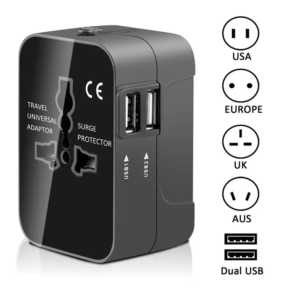 Nettlader Techsuit HHT202 Travel, 10W, 2A, 2 x USB-A, Svart