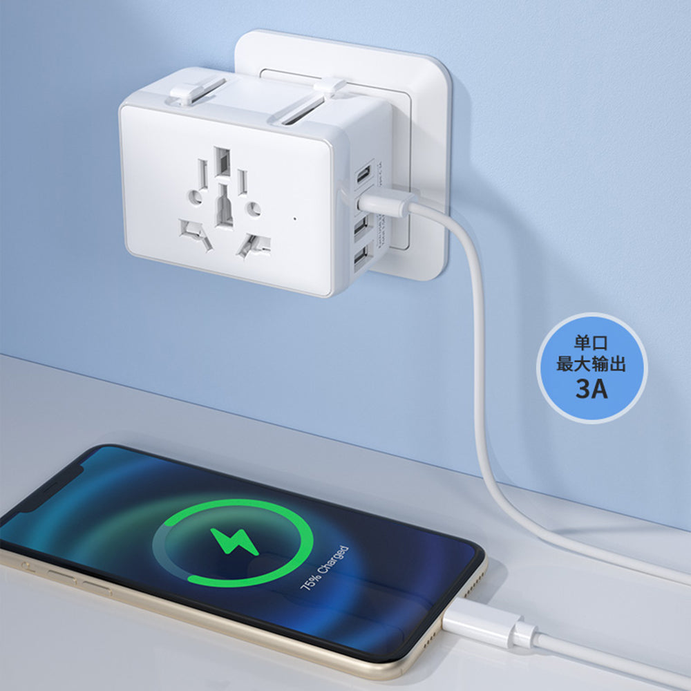 Nettlader Techsuit HHT203A Travel, 20W, 3A, 2 x USB-A - 2 x USB-C, Svart