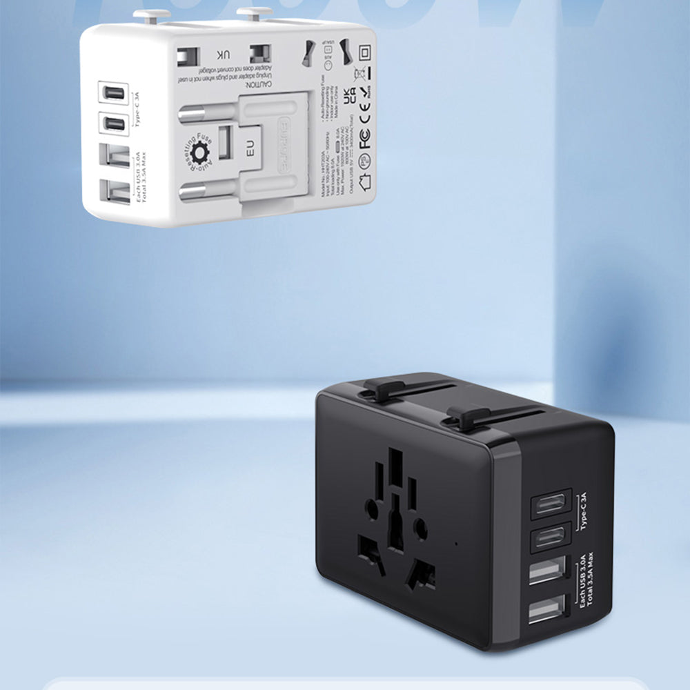 Nettlader Techsuit HHT203A Travel, 20W, 3A, 2 x USB-A - 2 x USB-C, Svart