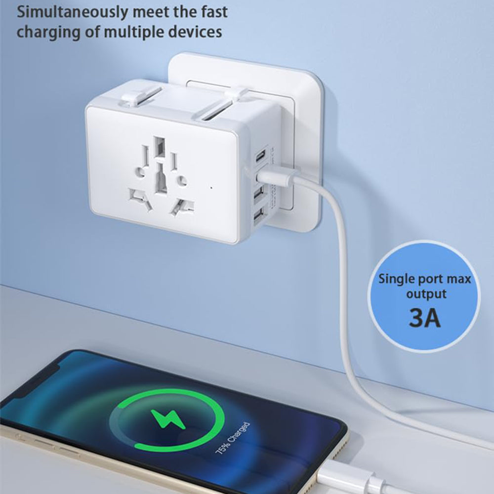 Nettlader Techsuit HHt204A Travel, 15W, 3A, 2 x USB-A - 2 x USB-C, Hvit