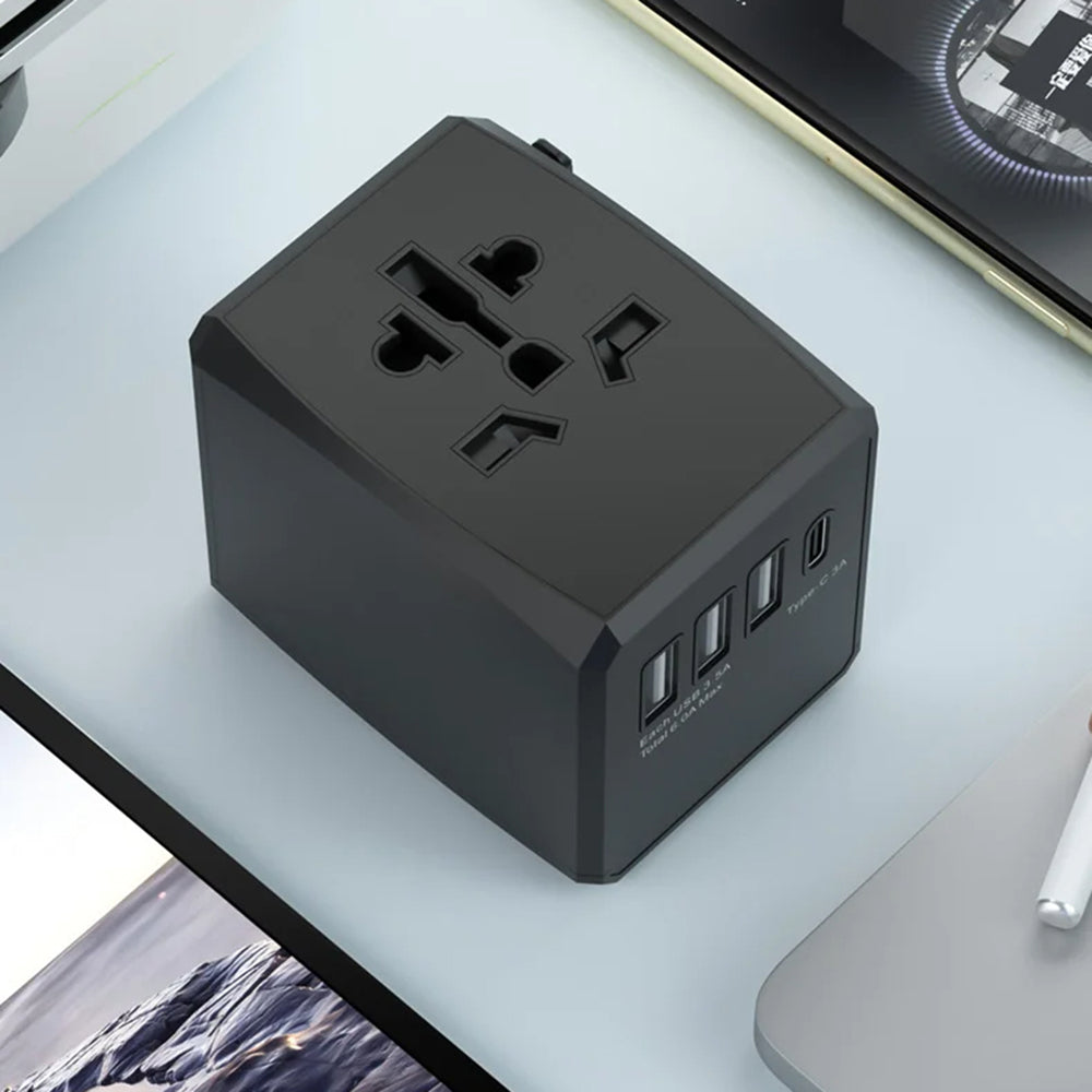 Nettlader Techsuit HHT904-B3 Travel, 30W, 3A, 3 x USB-A - 1 x USB-C, Svart