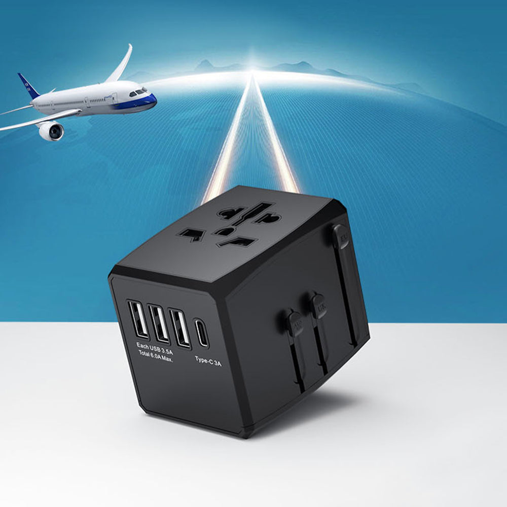 Nettlader Techsuit HHT904-B3 Travel, 30W, 3A, 3 x USB-A - 1 x USB-C, Svart