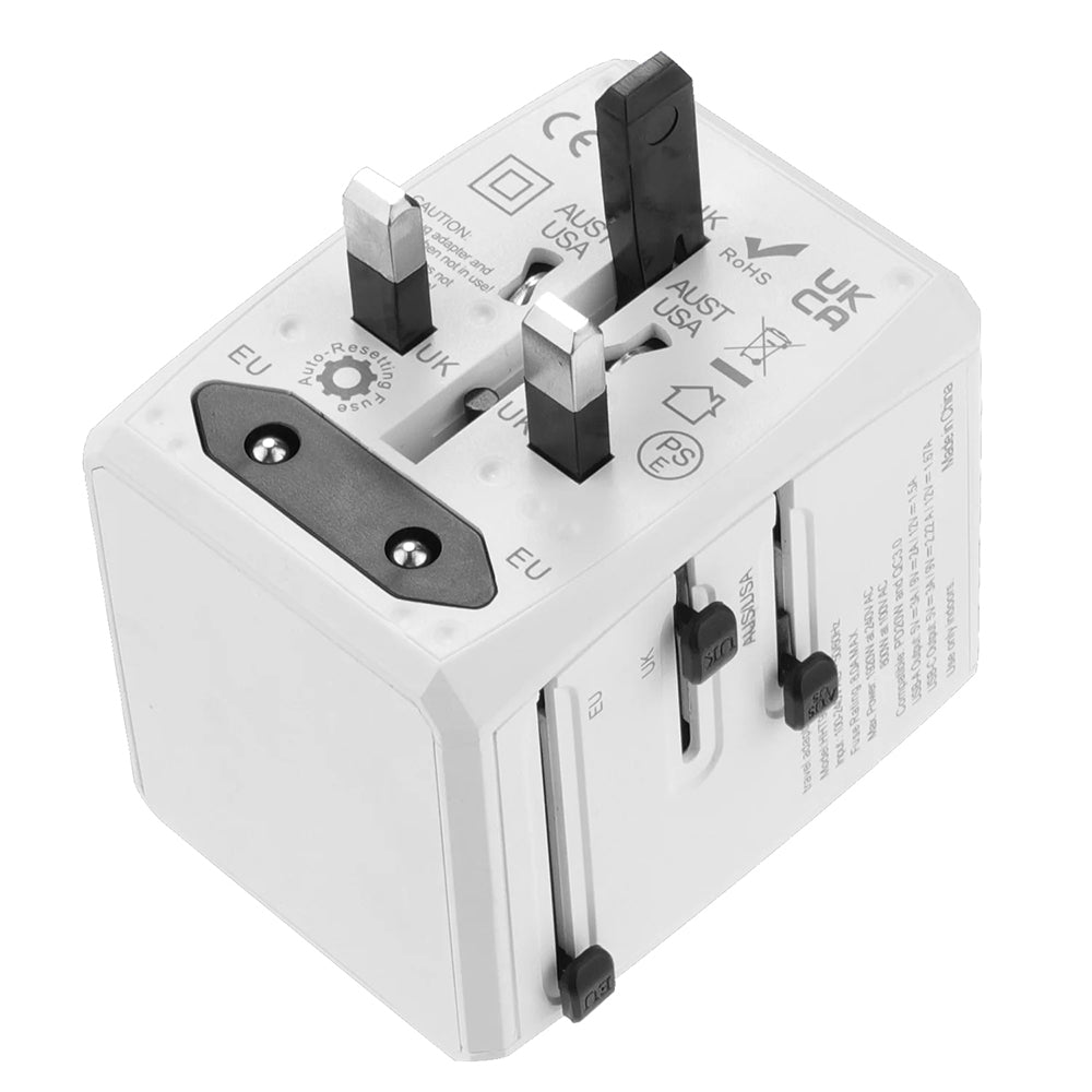 Nettlader Techsuit HHT904-W2 Travel, 20W, 3A, 2 x USB-A - 2 x USB-C, Hvit