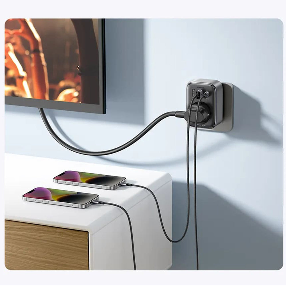 UGREEN 15289 US nettverkslader, 30W, 3A, 2 x USB-A - 1 x USB-C - 1 x Schuko, Svart