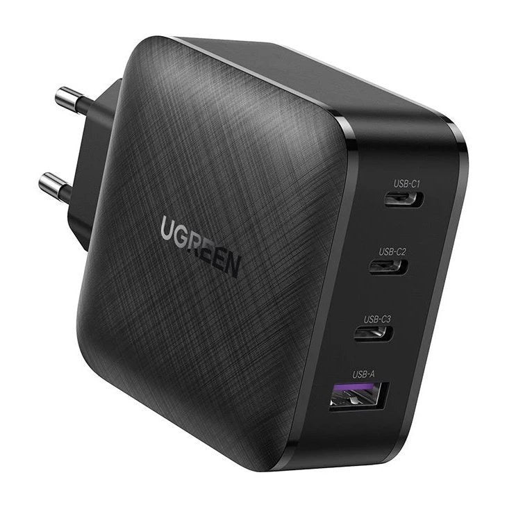 Nettverkslader UGREEN CD104, 65W, 3A, 1 x USB-A - 3 x USB-C, svart