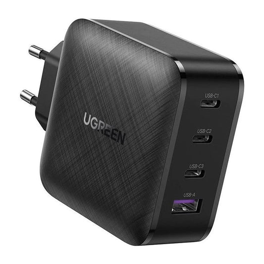 Nettverkslader UGREEN CD104, 65W, 3A, 1 x USB-A - 3 x USB-C, svart