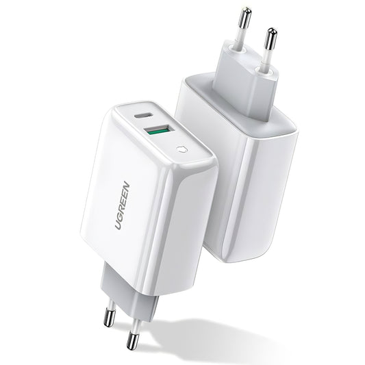 Nettverkslader UGREEN CD170, 36W, 3A, 1 x USB-A - 1 x USB-C, hvit