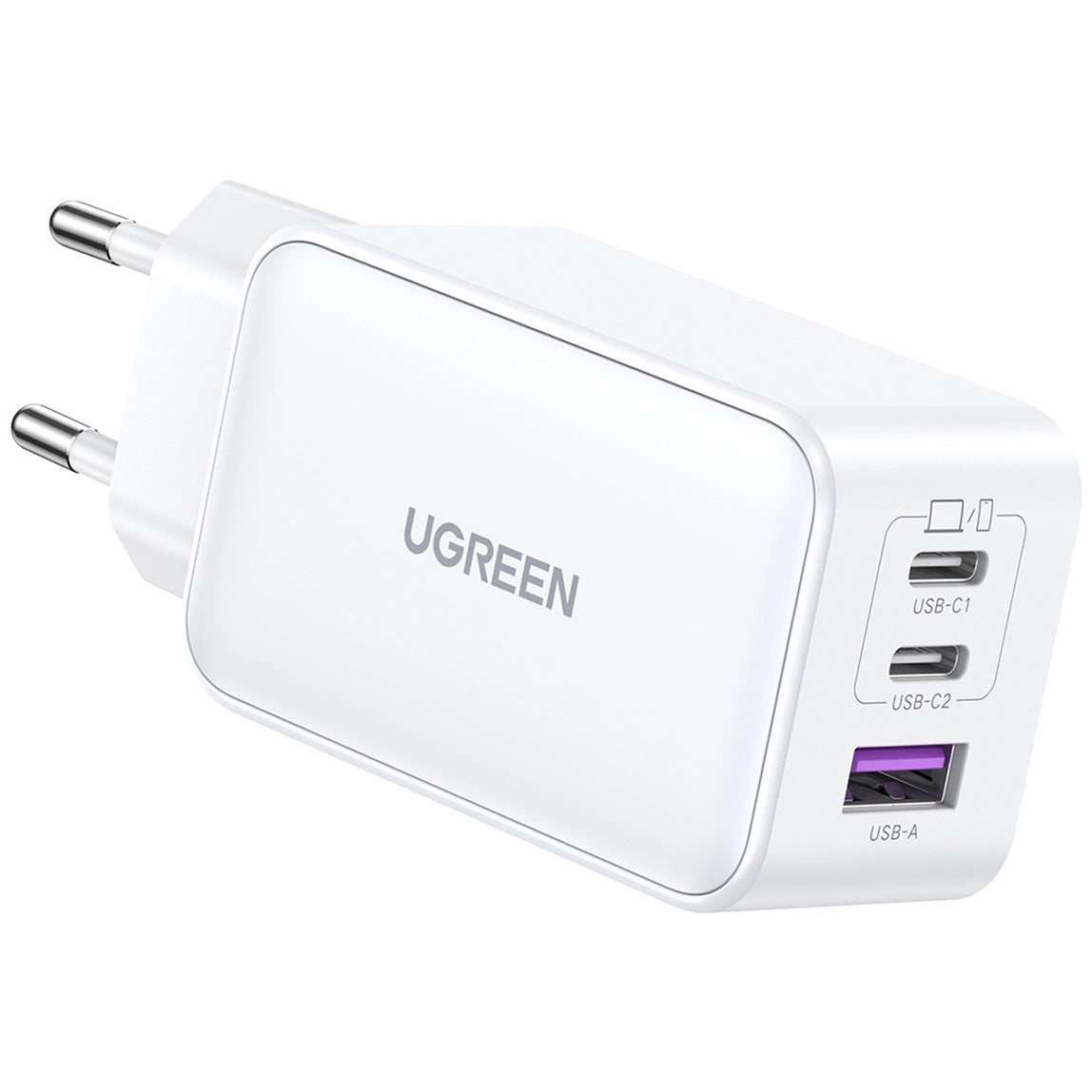 Nettverkslader UGREEN CD244, 65W, 3A, 1 x USB-A - 2 x USB-C, hvit