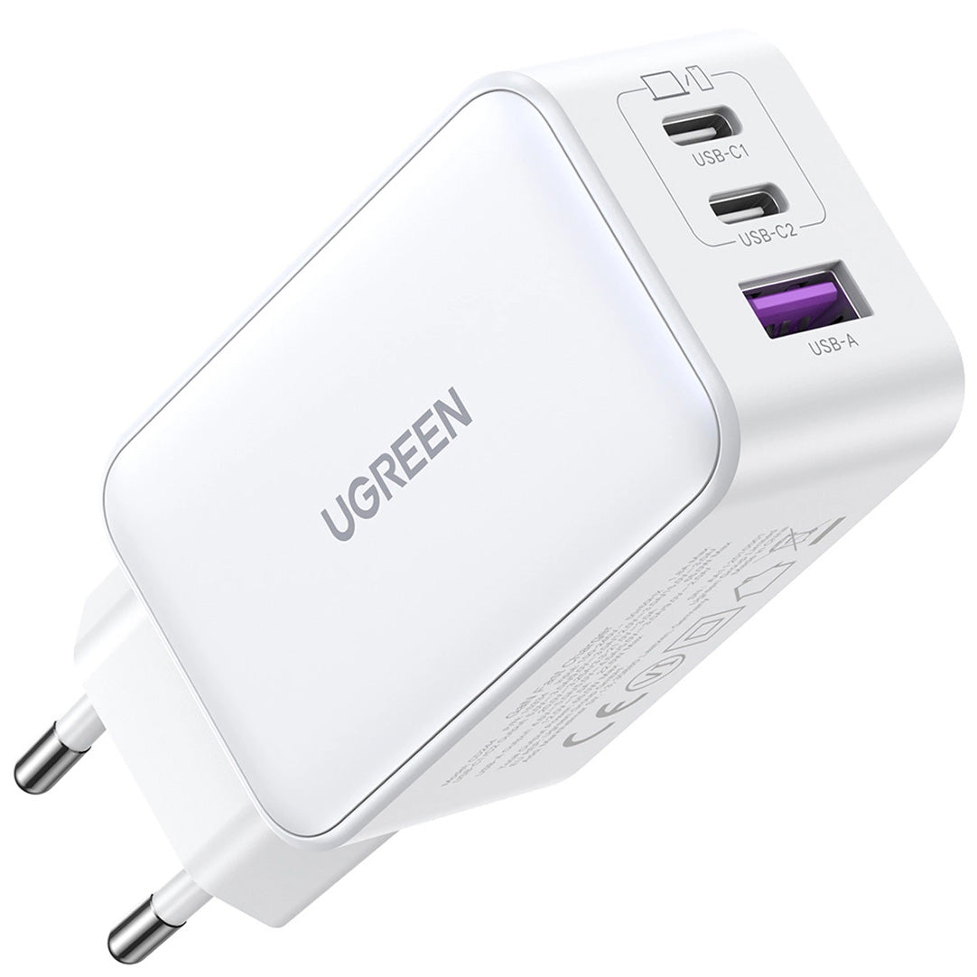 Nettverkslader UGREEN CD244, 65W, 3A, 1 x USB-A - 2 x USB-C, hvit