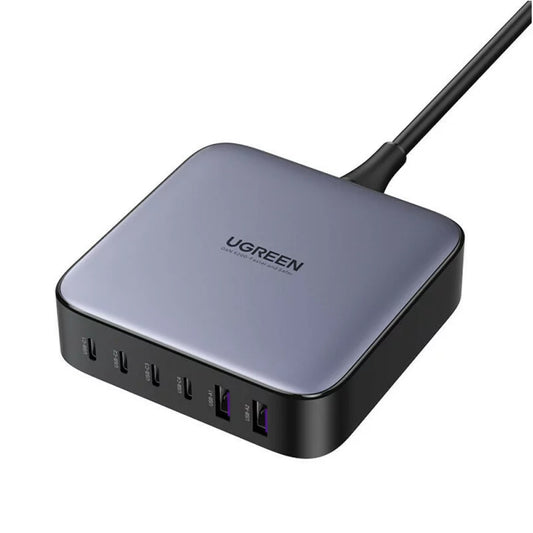 Ladestasjon UGREEN CD271 Nexode, 200W, 5A, 2 x USB-A - 4 x USB-C, Grå