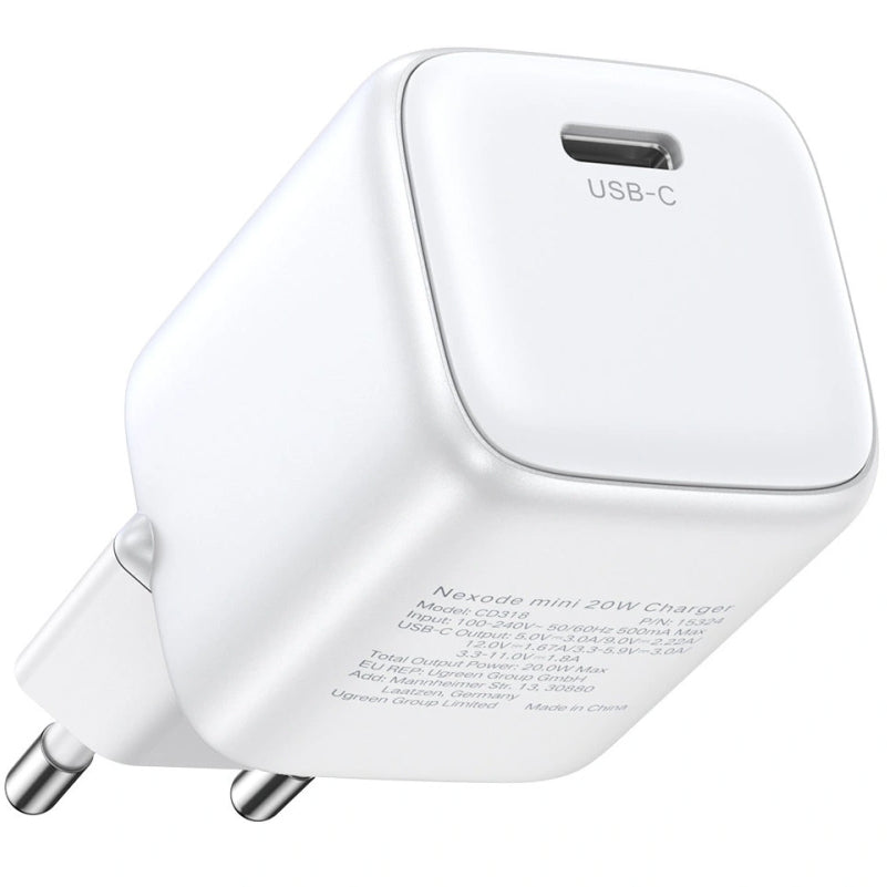 UGREEN Nexode Mini CD319 nettverkslader, 30W, 3A, 1 x USB-C, Hvit
