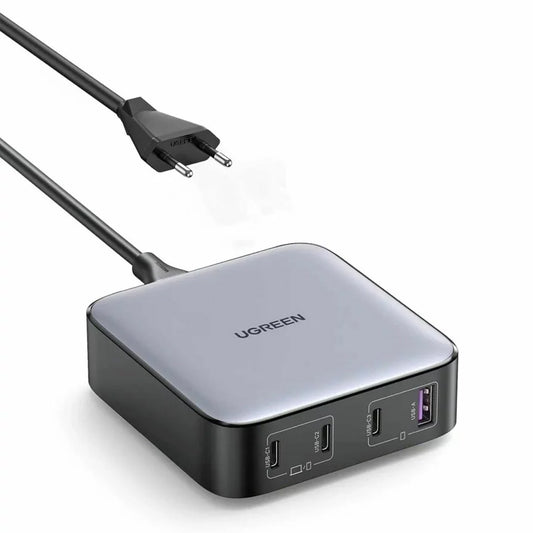 Ladestasjon UGREEN CD328, 100W, 3A, 1 x USB-A - 3 x USB-C, grå