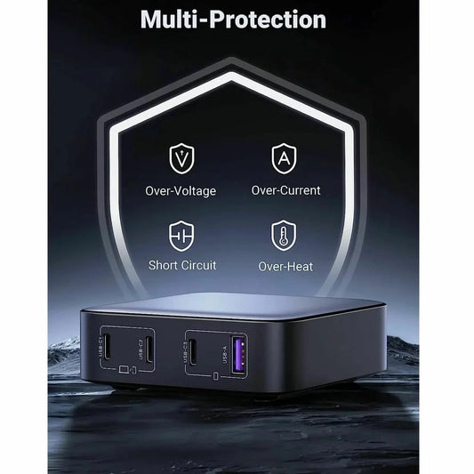 Ladestasjon UGREEN CD328, 100W, 3A, 1 x USB-A - 3 x USB-C, grå