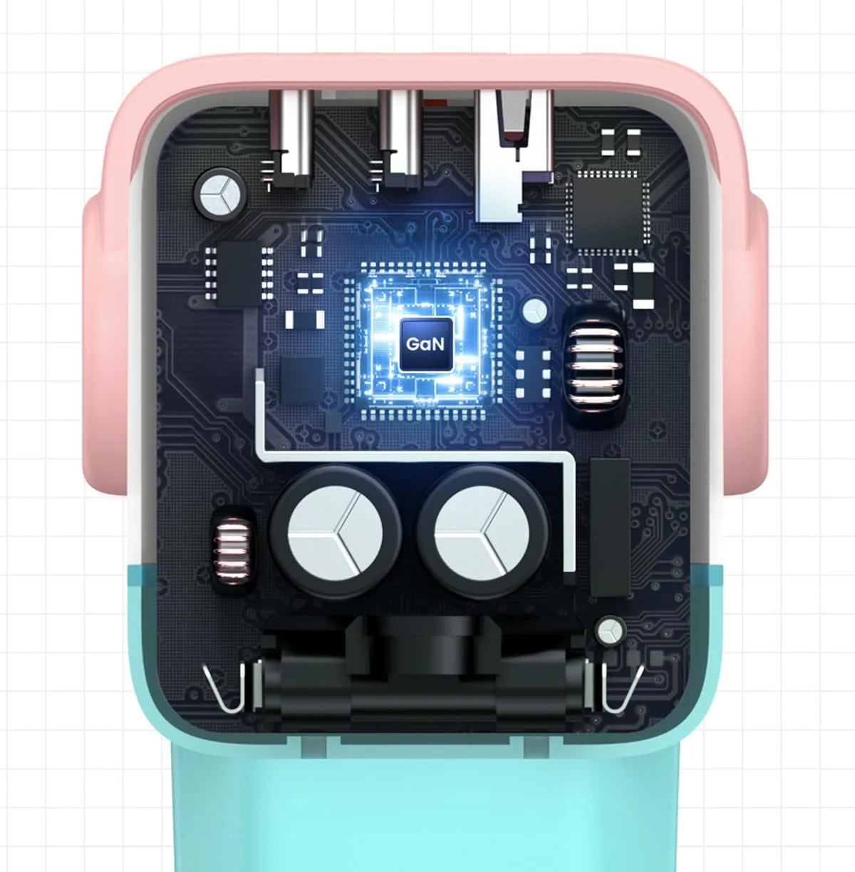 UGREEN CD361 Uno nettverkslader, 65W, 3.25A, 1 x USB-A - 2 x USB-C, Turkis