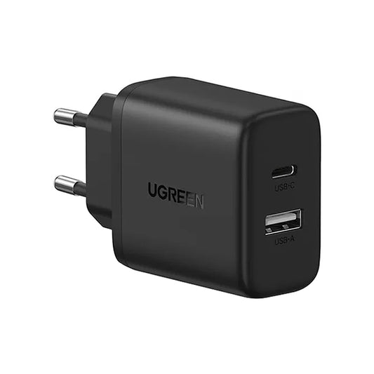UGREEN X227 Nettlader, 20W, 3A, 1 x USB-A - 1 x USB-C, Svart
