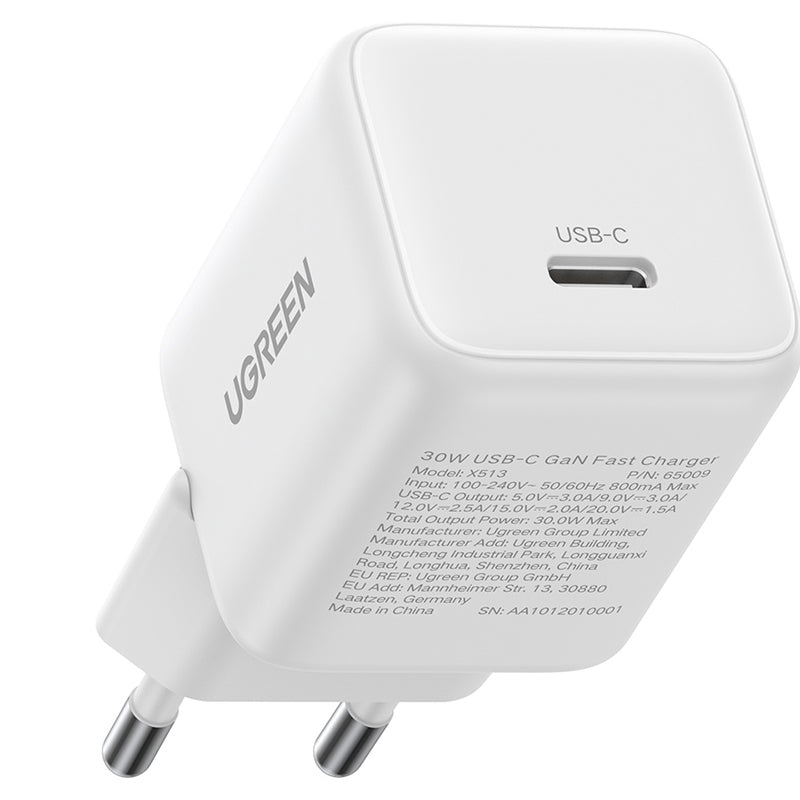 UGREEN X513 Nettlader, 30W, 3A, 1 x USB-C, Hvit