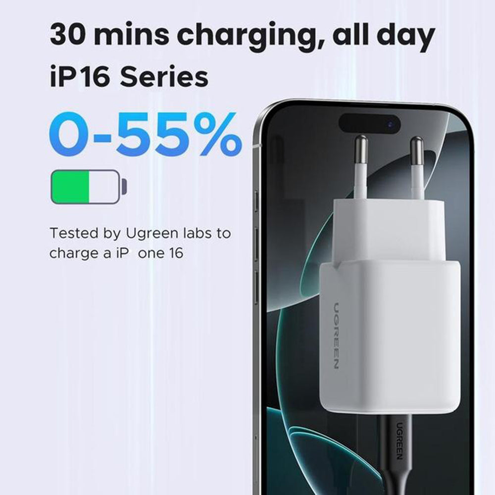 UGREEN X516 Nettlader, 30W, 3A, 1 x USB-A - 1 x USB-C, Blå