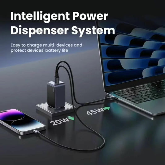 Nettverkslader UGREEN X553 Nexode Pro, 65W, 3A, 1 x USB-A - 2 x USB-C, grå